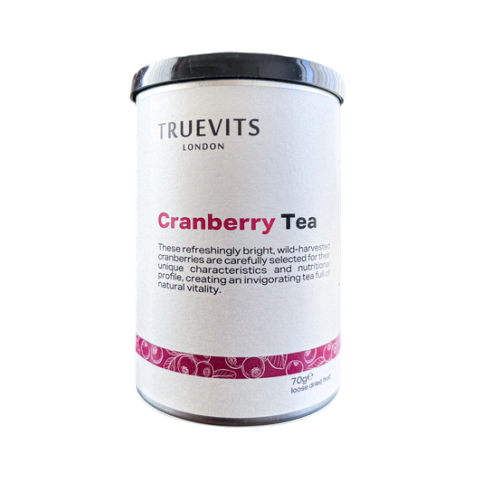 Truevits Cranberry Tea container on a white background
