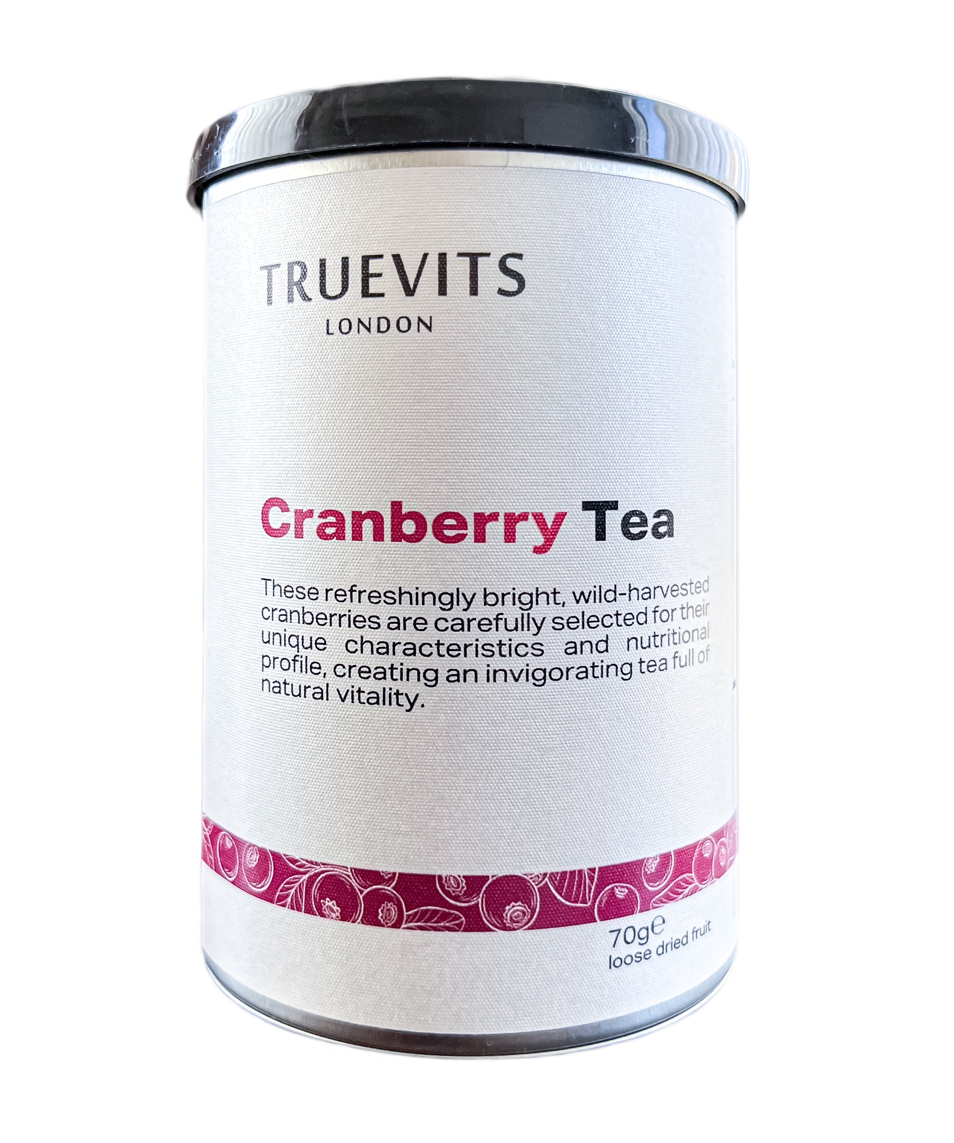 Wild foraged dried cranberry tea by TRUEVITS — whole cranberries from old forest. 70g. Loose