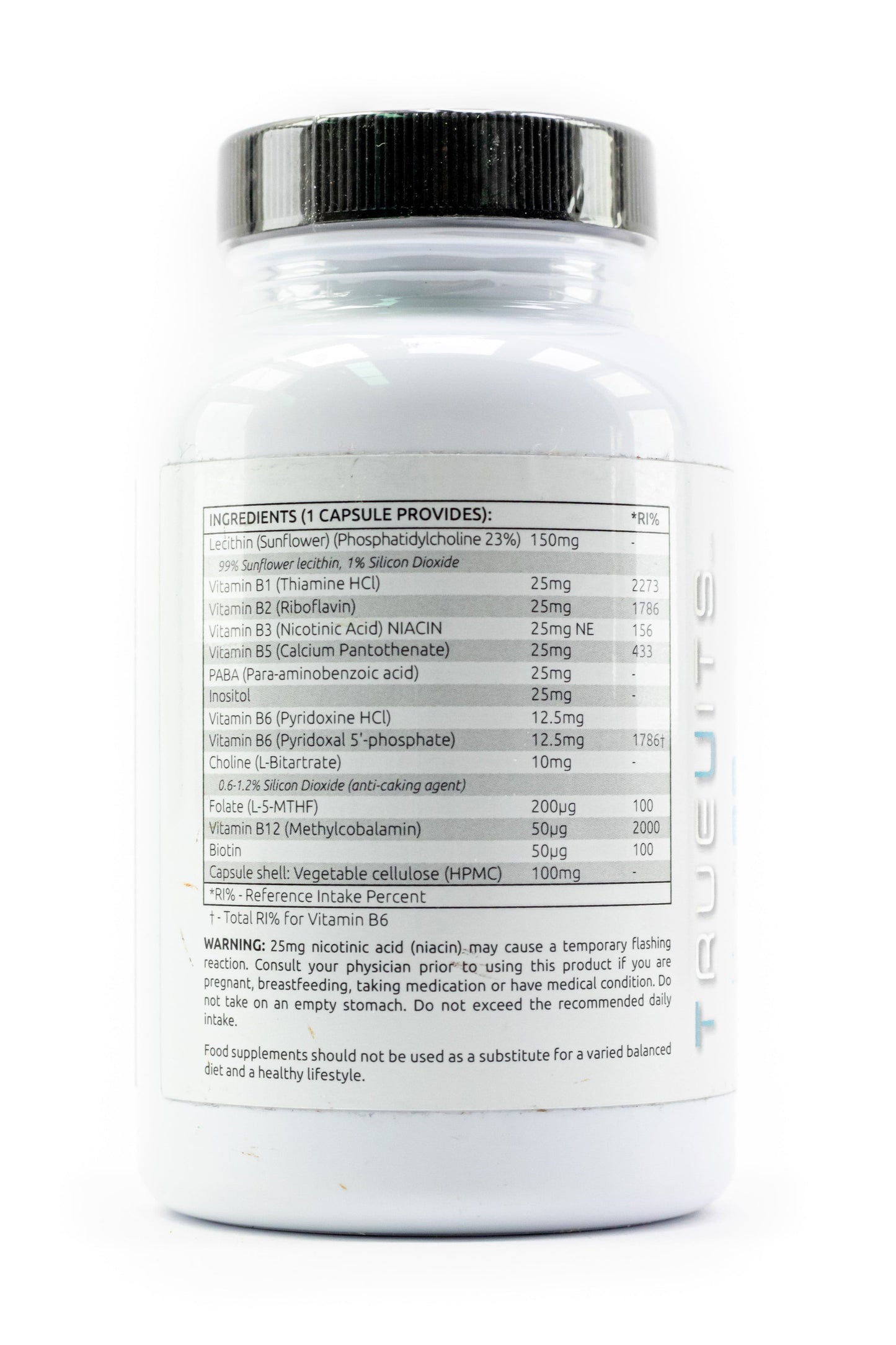 Truevits.uk B-Complex-25 vitamin bottle back view